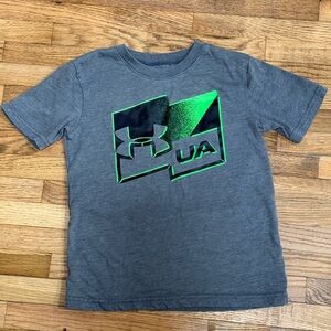 Under Armour Kids Tee in Gray with Neon Green Logo